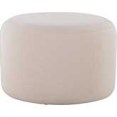 Large Round Pouf Ottoman in Knitted Beige Fabric